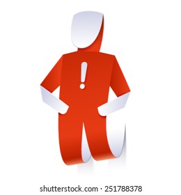 Vector character, made of curled piece of paper