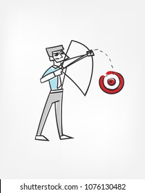 vector character man illustration concept goal bow