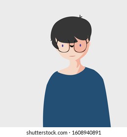 vector character of a man who wears glasses