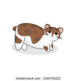 Vector Character of Menks Cat in Kawaii Style. Cute Cartoon Kitty Character. Funny Kitten isolated on White Background. Sticker of Kawaii Animal, Pet. Flat design. Usable for Children's Book