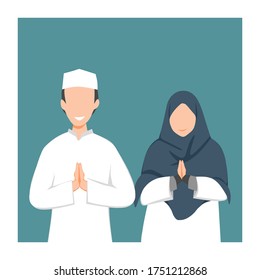 vector character of a Muslim couple, good for template design, character design, avatar, icon, logo, poster, and any purpose