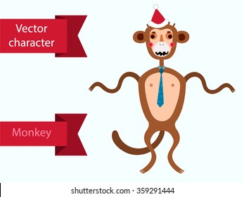 Vector character - new year dancing monkey