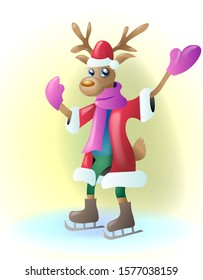 Vector character new year deer assistant of Santa