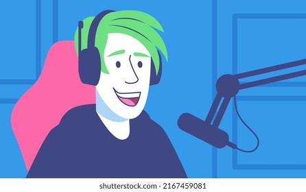 Vector Character Online With Headphones