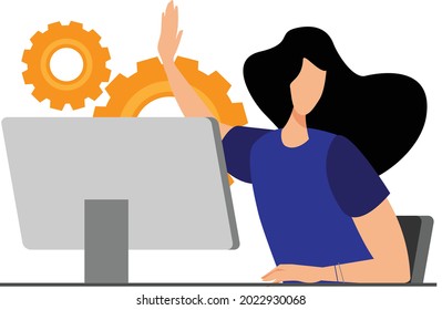 persona de carácter vector trabajando en laptop