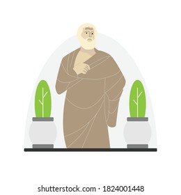 Vector character of philosopher Sopholes, thinker, antigone, oedipus the king, feminist, sophist, student of aristotle, element full art, greek flat design.