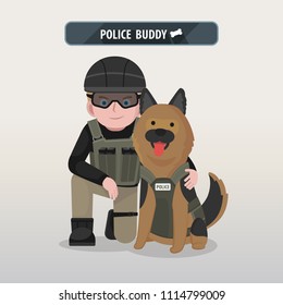 vector character police and police dog