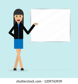 Vector character presentation, working woman