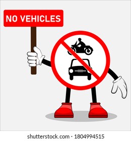 vector character of prohibited vehicle traffic sign