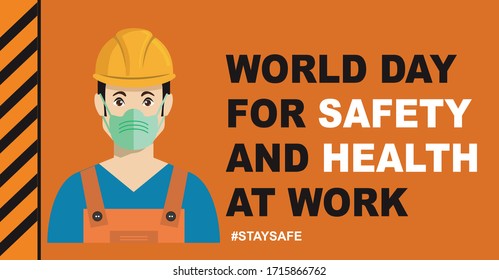 Vector Character Of Safety First And Health At Work 