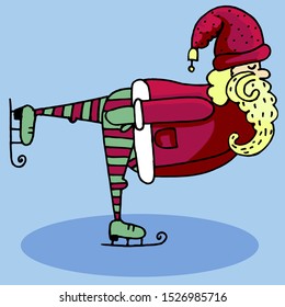 Vector character Santa Claus or Elf figure skating