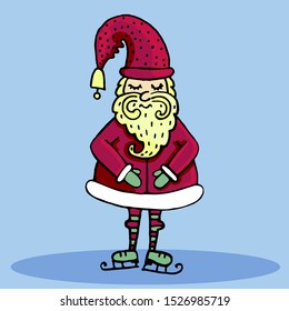 Vector character Santa Claus or Elf figure skating