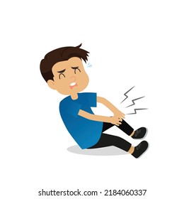 Vector Character Sitting Sore Leg On Stock Vector (Royalty Free ...