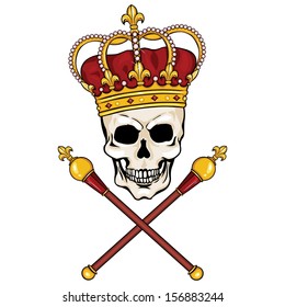 vector character - skull king and crossed royal scepters