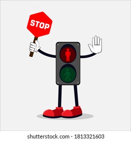vector character of stop traffic light