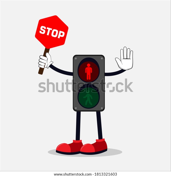 vector character of stop\
traffic light