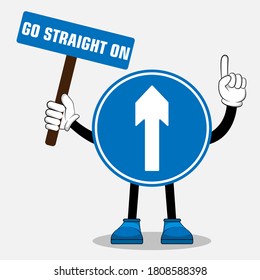 vector character of straight road traffic sign