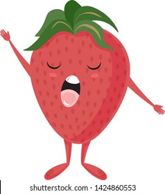 vector character strawberry singer, joyful