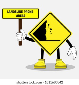 vector character of traffic sign for landslide prone areas