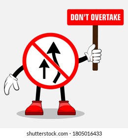 vector character of traffic sign prohibited overtaking