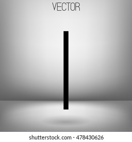 Vector I character. Uppercase. Black minimalistic letter. 