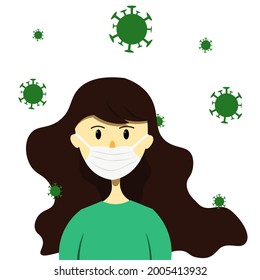 Vector character using a face mask for medical illustration or presentation