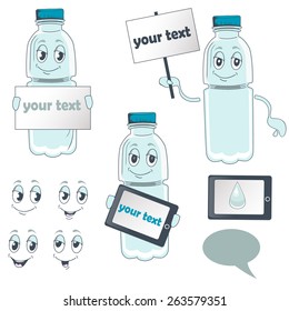 vector character water plastic bottle set 1