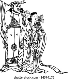 Vector Character from Wudaozi, a famous painter in Tang Dynasty of China-3