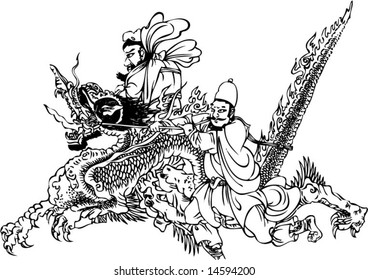 Vector Character from Wudaozi, a famous painter in Tang Dynasty of China-10