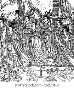 Vector Character from Wudaozi, a famous painter in Tang Dynasty of China-13