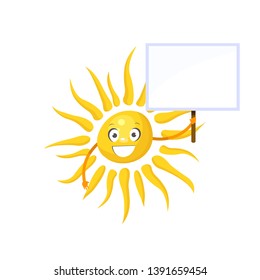 vector character yellow sun holding a sign