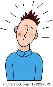 
vector character is a young guy. Loving man with a kiss on the cheek. Surprised, excited character.