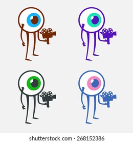 Vector Character.Eye-man with camera. Great for logotype and branding