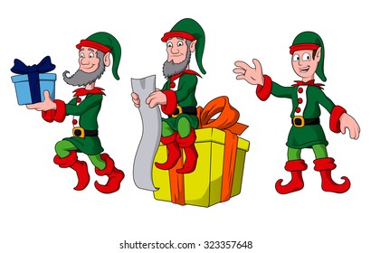 Vector characters - 3 Christmas Elves

