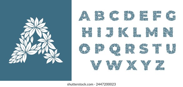 Vector characters of the alphabet formed by leaves