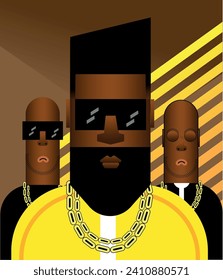 Vector Characters of Black Hip Hop Men