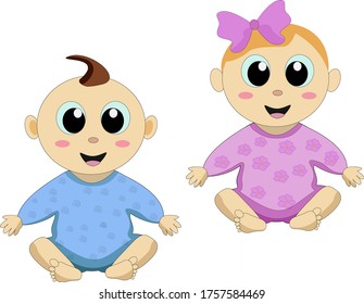 Vektorgrafiken von Säuglingen, Jungen und Mädchen.