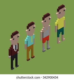 Vector Characters Pixel Isometric