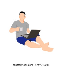 vector characters working from home, flat design, great for template design, icon, symbol, and any purpose