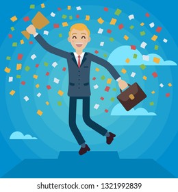Vector charactre cartoon business man the winner