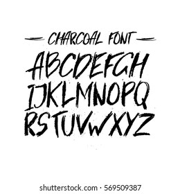 Vector charcoal trendy cute  font.  Messy unique type  with texture. Hand written type for cards poster banner print