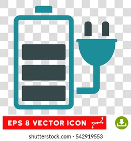 Vector Charge Battery EPS vector icon. Illustration style is flat iconic bicolor soft blue symbol on a transparent background.