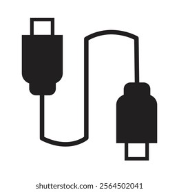 Vector Charger, cable, black color and white background