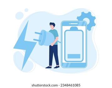 Vector with charging phone concept trending concept flat illustration