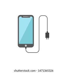 Vector charging smart phones, smart phones and chargers, flat style design concepts isolated white background