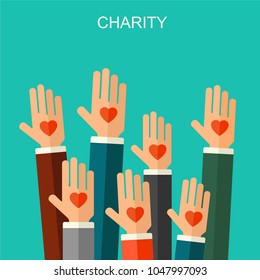 Vector charity and donation concept, flat style illustration.