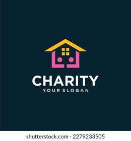 vector charity logo design with house