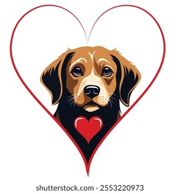 A vector of a charming dog silhouette combined with a heart, symbolizing love, companionship, and loyalty—perfect for pet-related branding or dog lovers.