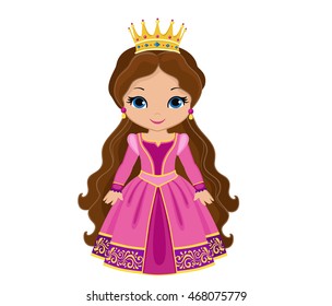 Vector charming medieval princess in pink dress