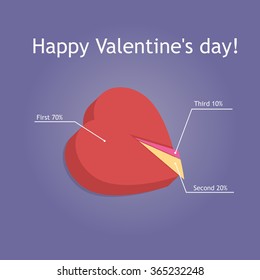 Vector chart heart with statistic and text